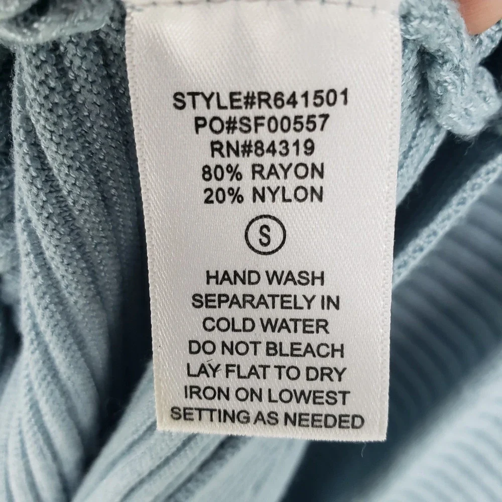 Evolution by Cyrus Ribbed Cowl Neck Tunic Sweater Womens Small Blue Pullover